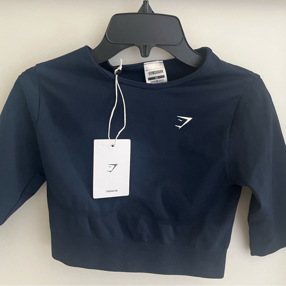 Gymshark quarter sleeve navy crop, XS